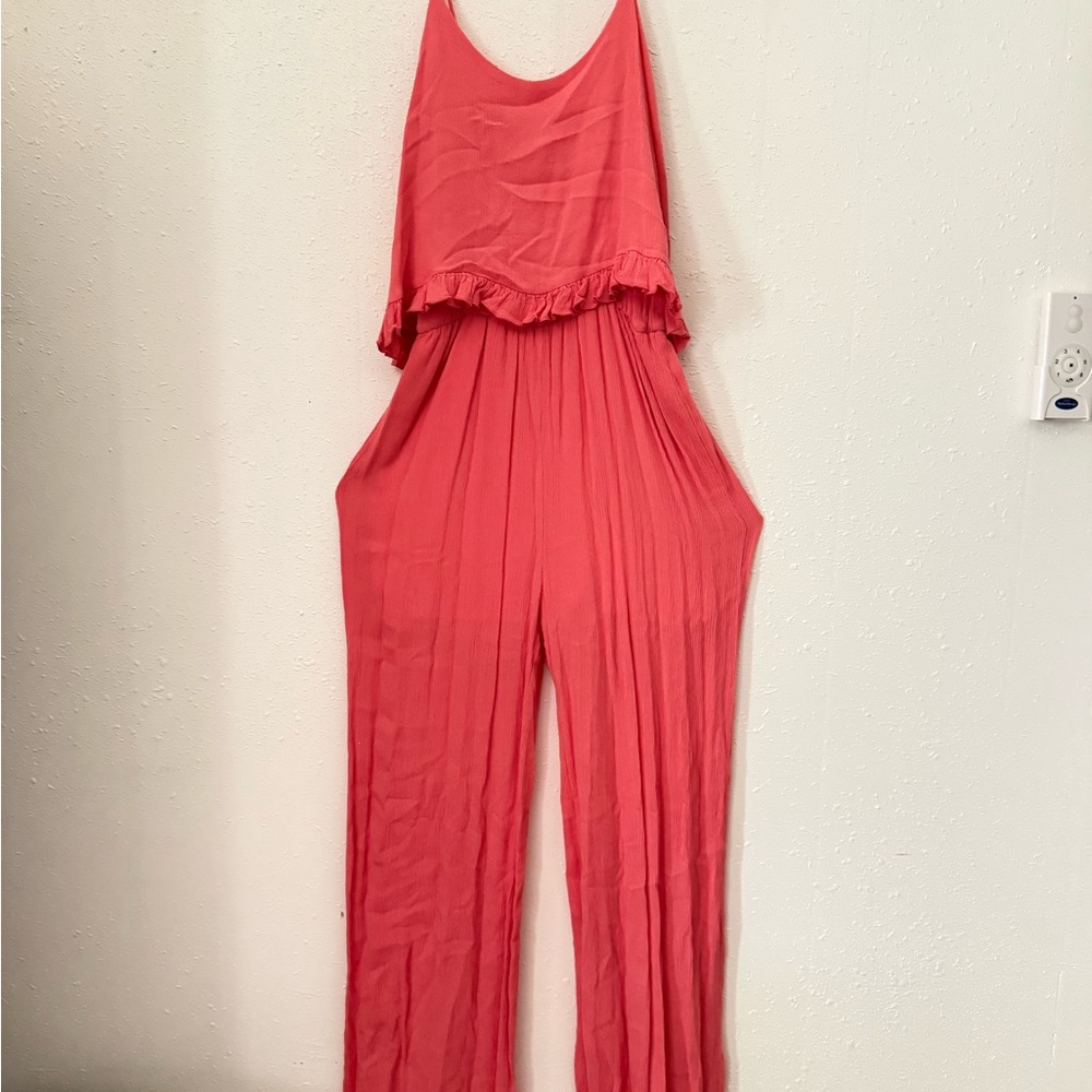 Ya Ya Club Coral Ruffle-Waist Wide-Leg Jumpsuit